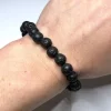 Natural Lava Beads Bracelet - Black, 8mm Round Beads-3